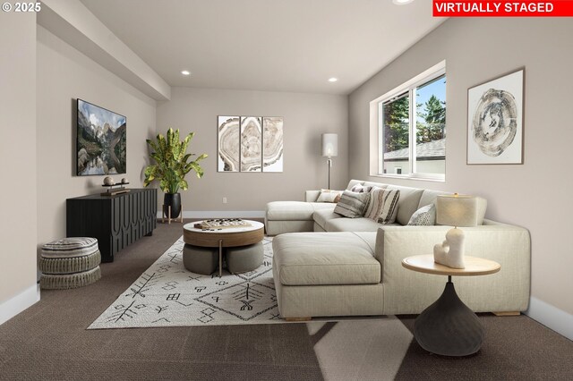 15179 SW Huntwood St, Tigard, OR 97224 - carpeted living area featuring recessed lighting