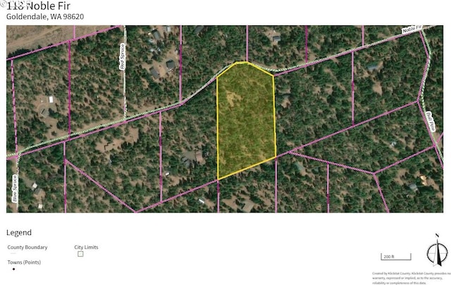 118 Noble Fir, Goldendale, WA 98620 - aerial map of property and surrounding area