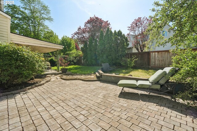 view of patio featuring a fenced backyard