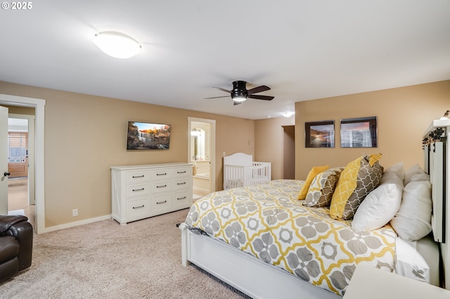 3664 W Chinook Ave, Cannon Beach, OR 97110 - bedroom featuring light colored carpet, ensuite bath, and a ceiling fan