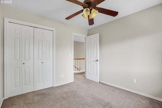 23836 SW Warbler Pl, Sherwood, OR 97140 - unfurnished bedroom with carpet flooring, a closet, baseboards, and ceiling fan