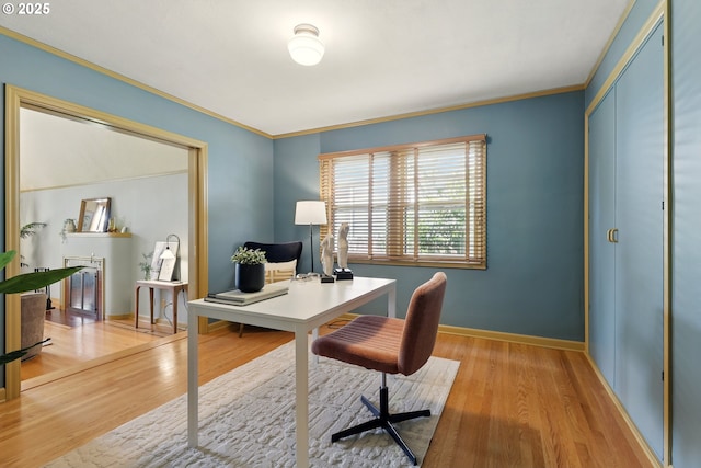 2804 NE 46th Ave, Portland, OR 97213 - office with light wood-style floors, crown molding, and baseboards
