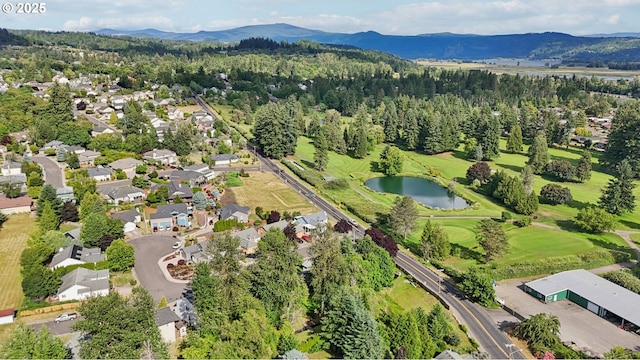 1041 40th St, Washougal, WA 98671 - aerial view of property's location with a water and mountain view, a golf course, and nearby suburban area