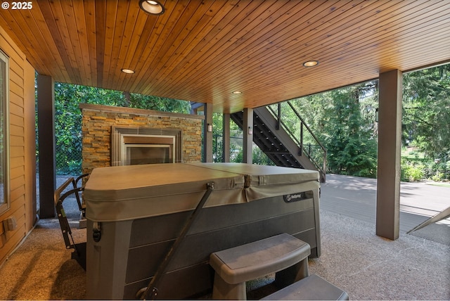 17595 Kelok Rd, Lake Oswego, OR 97034 - view of patio / terrace with a hot tub and stairs