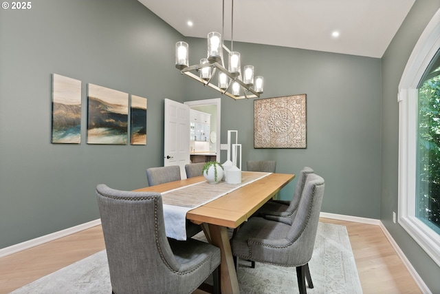 17595 Kelok Rd, Lake Oswego, OR 97034 - dining room featuring light wood-style floors, a chandelier, plenty of natural light, baseboards, and recessed lighting