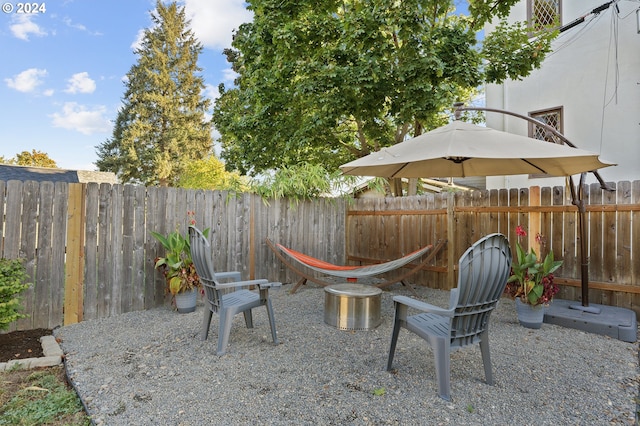 view of jungle gym with a fenced backyard