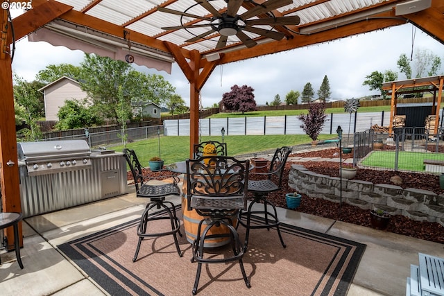 120 Sundance Ct, Roseburg, OR 97471 - view of patio featuring a pergola, ceiling fan, and outdoor dining area
