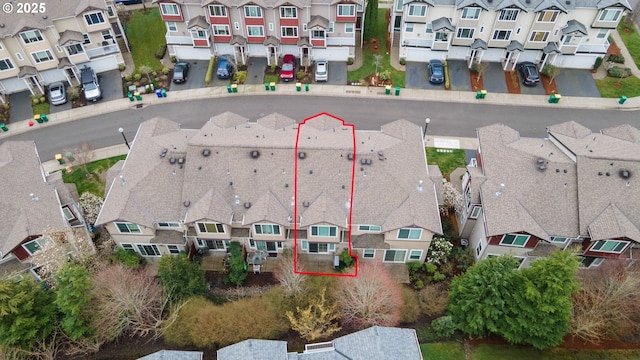 bird's eye view with a residential view