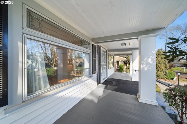 exterior space featuring wooden ceiling