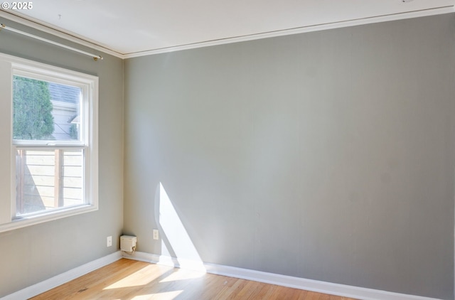 empty room featuring baseboards, plenty of natural light, and light wood-style flooring