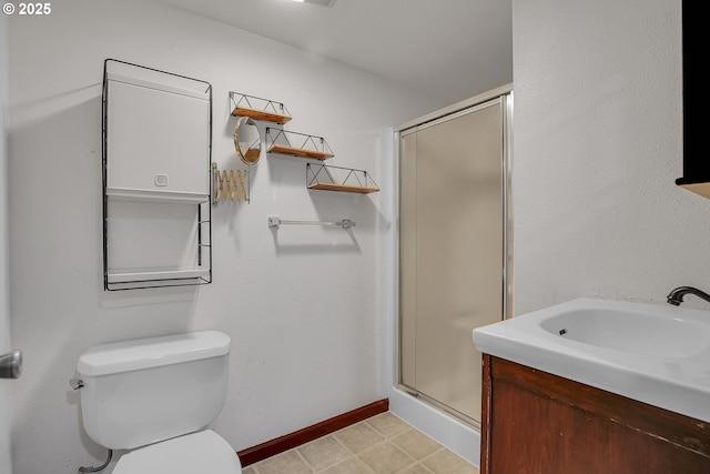 1259 SE Stapleton Loop, Gresham, OR 97080 - bathroom with a stall shower, toilet, vanity, and baseboards