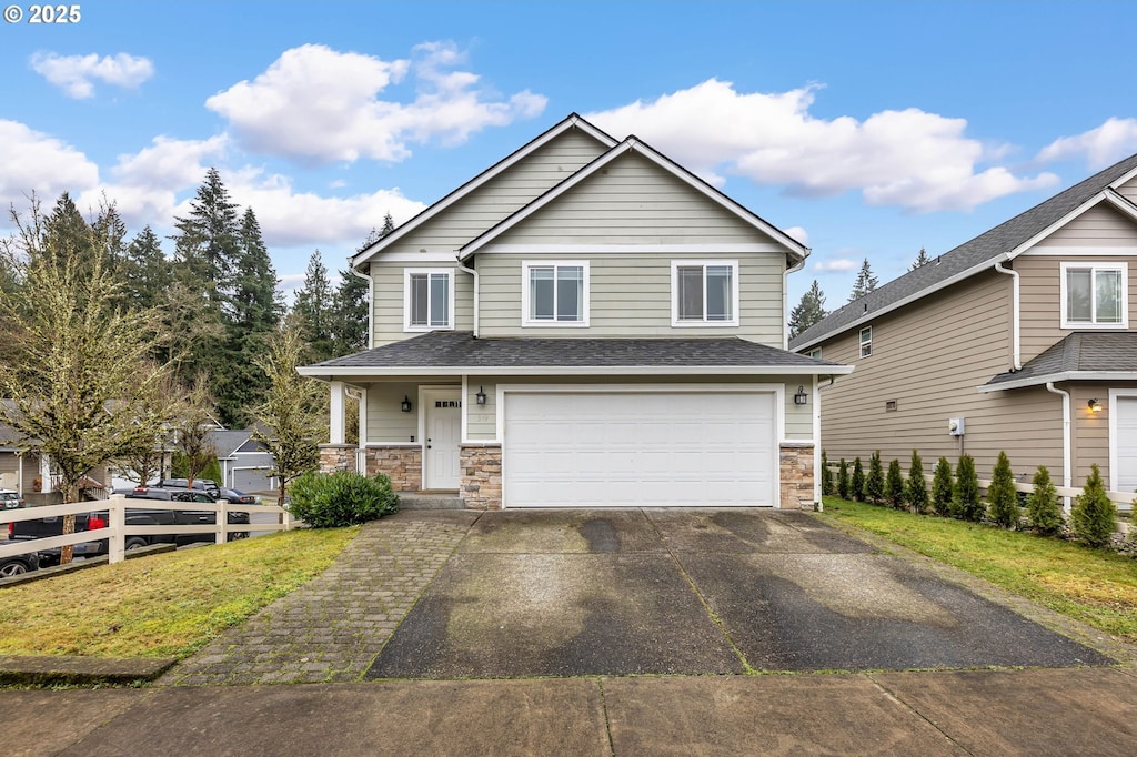 view of front of house with a garage