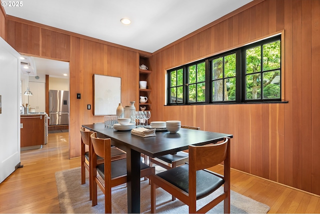 2687 NW Cornell Rd, Portland, OR 97210 - dining room with wooden walls, light wood-type flooring, and built in features