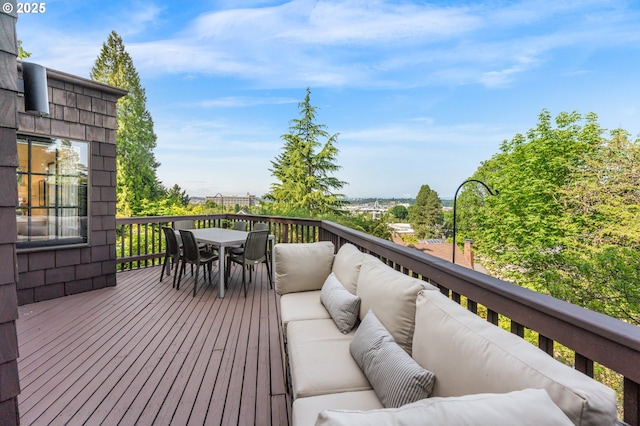 2687 NW Cornell Rd, Portland, OR 97210 - wooden terrace with an outdoor living space and outdoor dining area