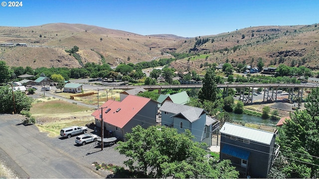 aerial view with a residential view and a mountain view