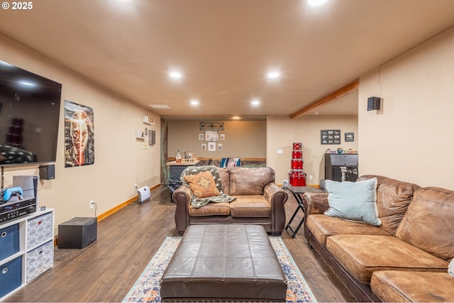 living room featuring dark hardwood / wood-style floors