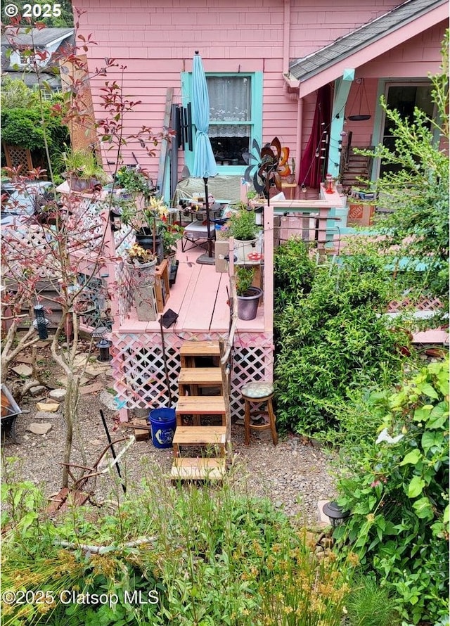 659 Florence Ave, Astoria, OR 97103 - view of yard with a wooden deck