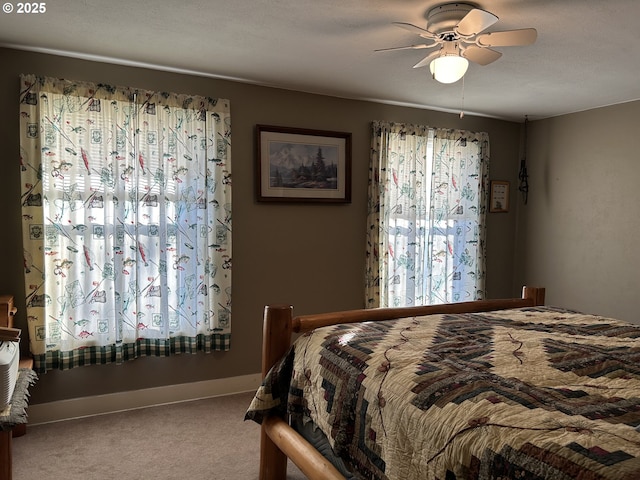 bedroom with carpet and ceiling fan