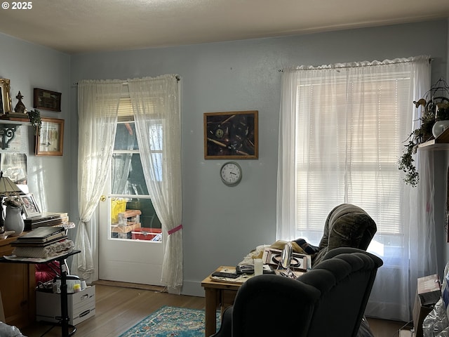 interior space with light hardwood / wood-style flooring