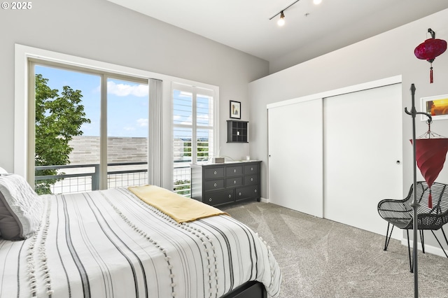 12600 SW Crescent St, Beaverton, OR 97005 - bedroom with carpet flooring, a closet, and rail lighting