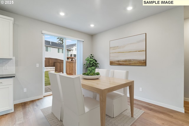 12176 SW Champlin Ln, Beaverton, OR 97007 - dining space with light wood-style floors, baseboards, and recessed lighting