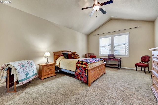 12626 Tradewind St, Oregon City, OR 97045 - bedroom with vaulted ceiling, light carpet, a ceiling fan, and baseboards