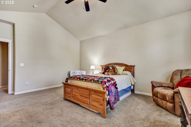 12626 Tradewind St, Oregon City, OR 97045 - carpeted bedroom featuring lofted ceiling, baseboards, and a ceiling fan