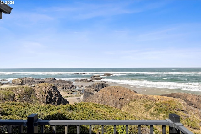 view of water feature with a view of the beach