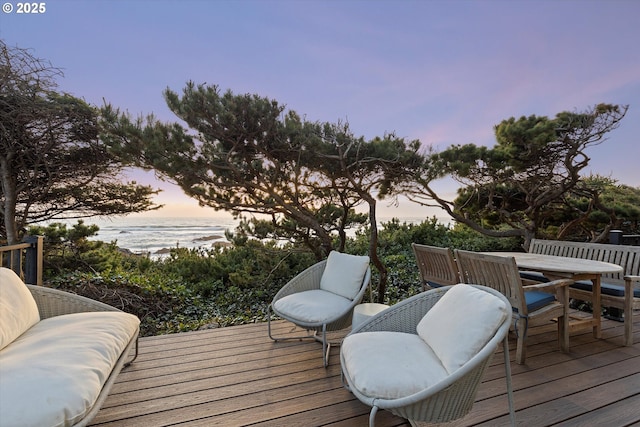 8466 NW Coast Rd, Seal Rock, OR 97376 - deck with a water view and outdoor dining space