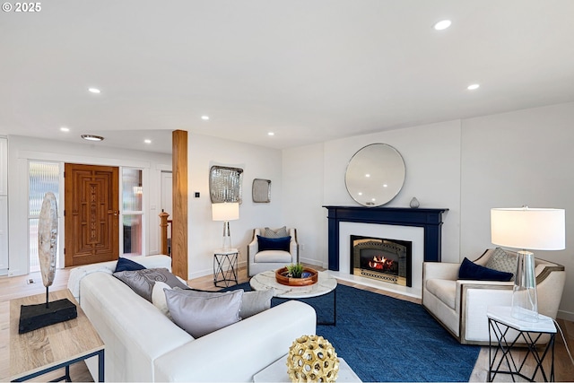 living room with hardwood / wood-style floors