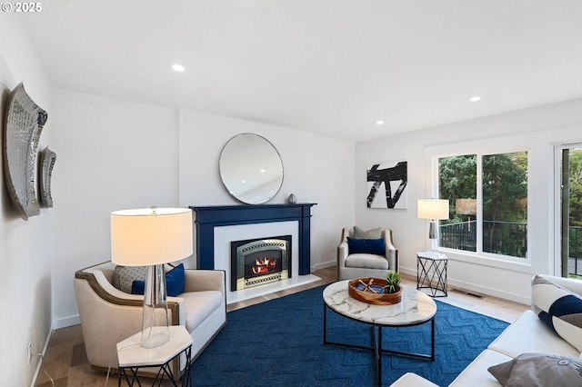 living room featuring wood-type flooring