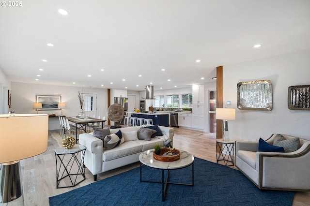 living room featuring light hardwood / wood-style floors