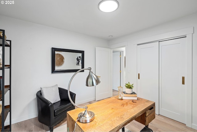 home office featuring light wood-type flooring