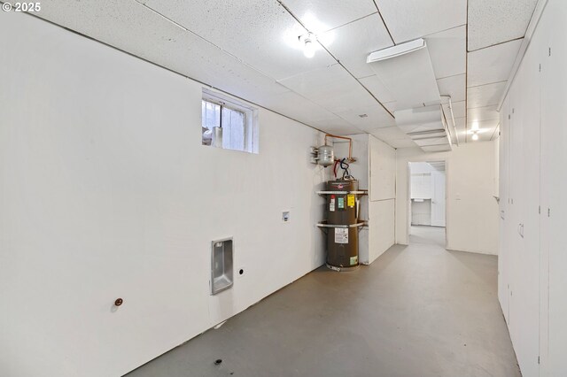 basement with water heater