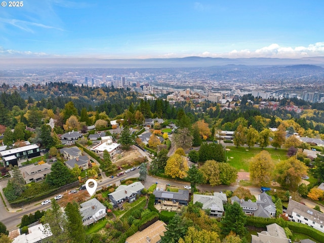 aerial view with a mountain view