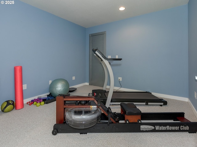 1802 NW Ogden St, Camas, WA 98607 - workout room featuring carpet floors, baseboards, and recessed lighting