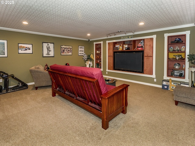 1802 NW Ogden St, Camas, WA 98607 - home theater room with carpet floors, ornamental molding, recessed lighting, and baseboards