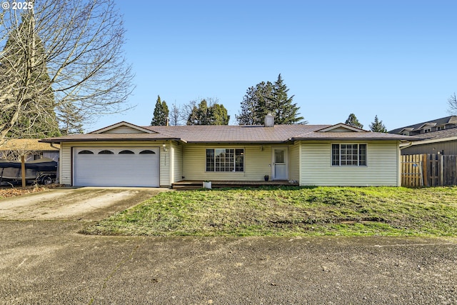 single story home with a garage