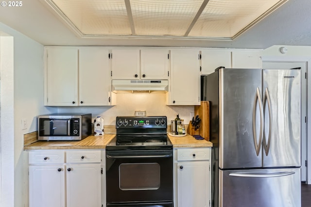 kitchen with white cabinets and stainless steel appliances