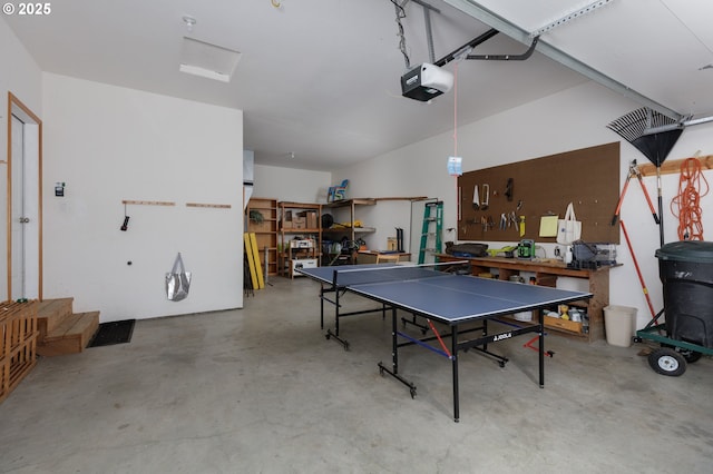 4080 Cunningham Dr, Mount Hood Prkdl, OR 97041 - game room featuring a workshop area, concrete flooring, and a garage