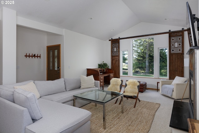 4080 Cunningham Dr, Mount Hood Prkdl, OR 97041 - living area with carpet floors and lofted ceiling