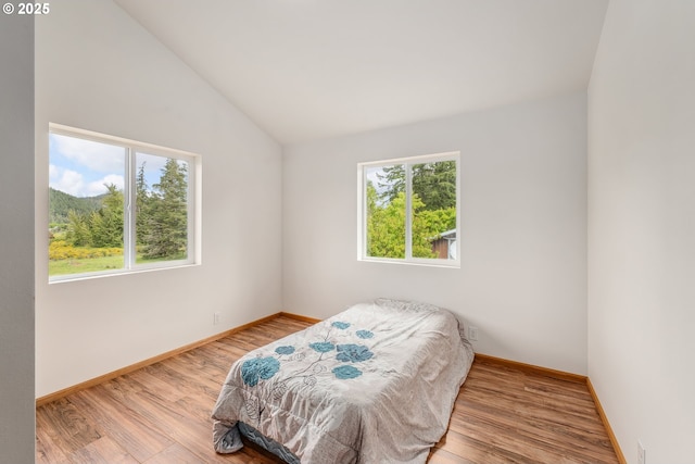 250 Valley View Rd, Sutherlin, OR 97479 - bedroom with wood finished floors, vaulted ceiling, and baseboards
