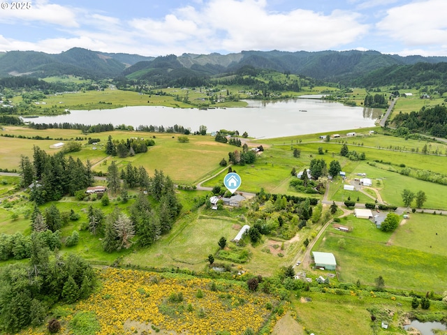 250 Valley View Rd, Sutherlin, OR 97479 - aerial view of property's location featuring a water and mountain view, rural landscape, and a pastoral area