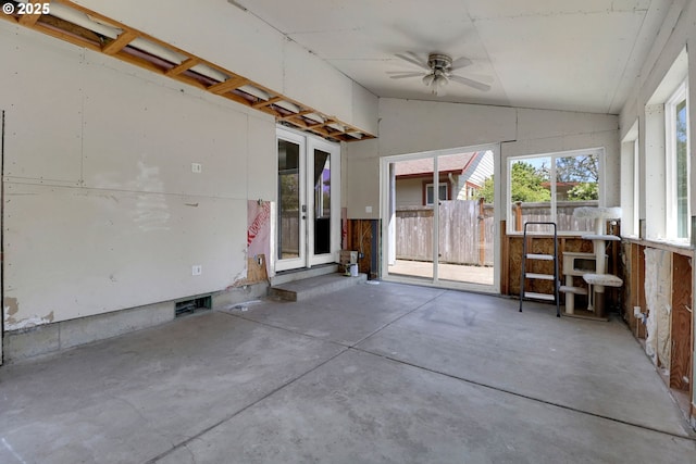 5416 Wales Dr, Eugene, OR 97402 - unfurnished sunroom with a ceiling fan and lofted ceiling