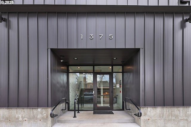 property entrance with french doors