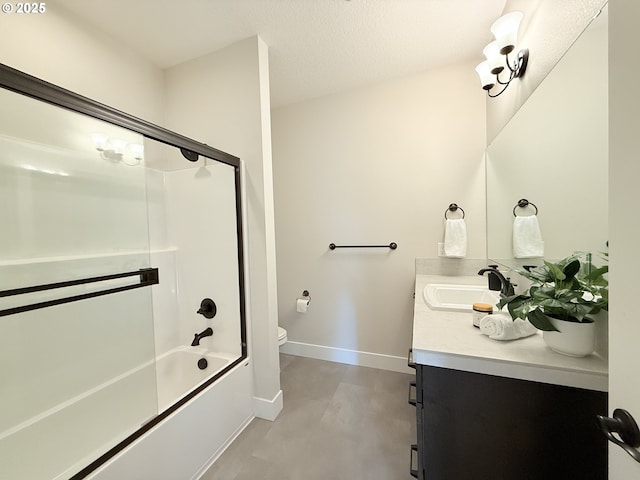 8015 NE 172nd Ave, Vancouver, WA 98682 - bathroom with vanity, baseboards, toilet, shower / bath combination with glass door, and concrete floors