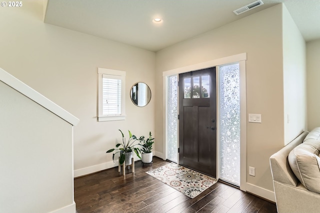 12967 SW River Terrace Blvd, Beaverton, OR 97007 - foyer entrance featuring dark wood-type flooring, baseboards, and recessed lighting