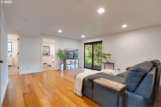 living room featuring light hardwood / wood-style floors