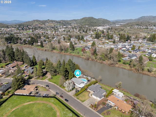 185 W Oriole Dr, Roseburg, OR 97471 - bird's eye view featuring a water and mountain view and a residential view