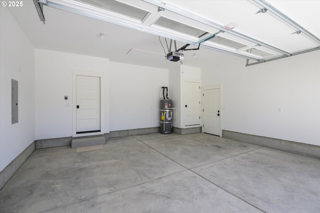 88109 Jameson Way, Veneta, OR 97487 - garage with electric panel, strapped water heater, and a garage door opener